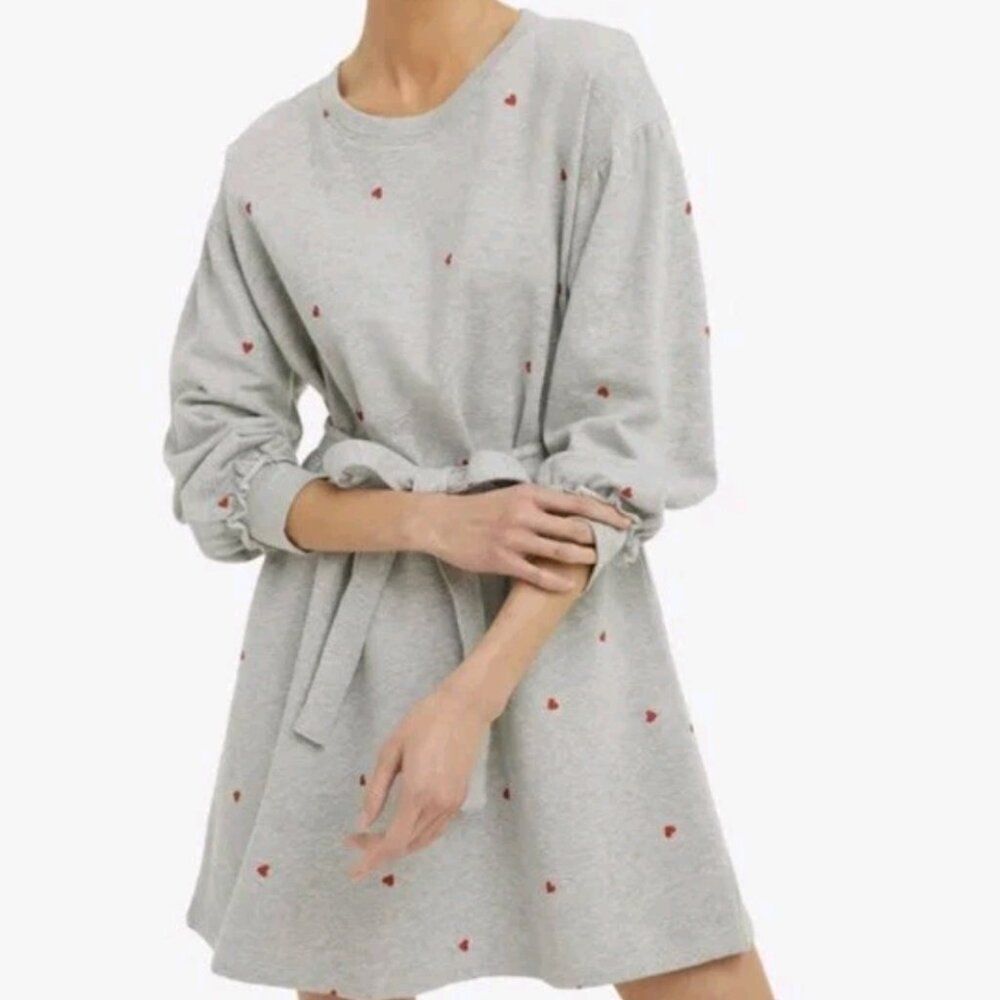 Draper James Bobbie Heart Print Sweatshirt Dress Size M Gray Red Valentines Day